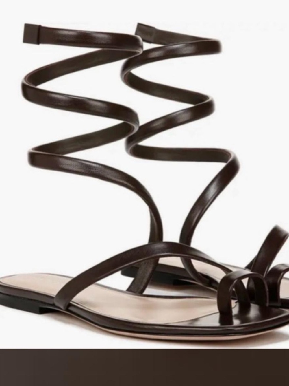 Veronica Beard Brown Leather Wrap Sandals Ankle Tie Flat Size 8